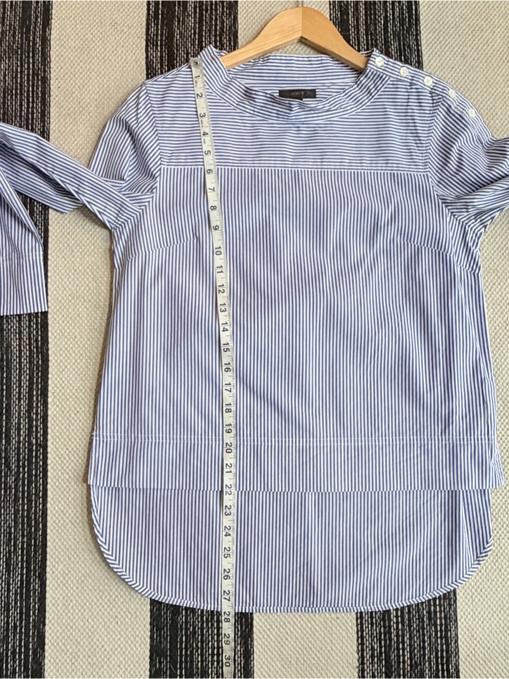 J. Crew Top Women's Blue & White Stripe Funnelneck Top in Cotton Poplin Size 4 - Picture 7 of 7